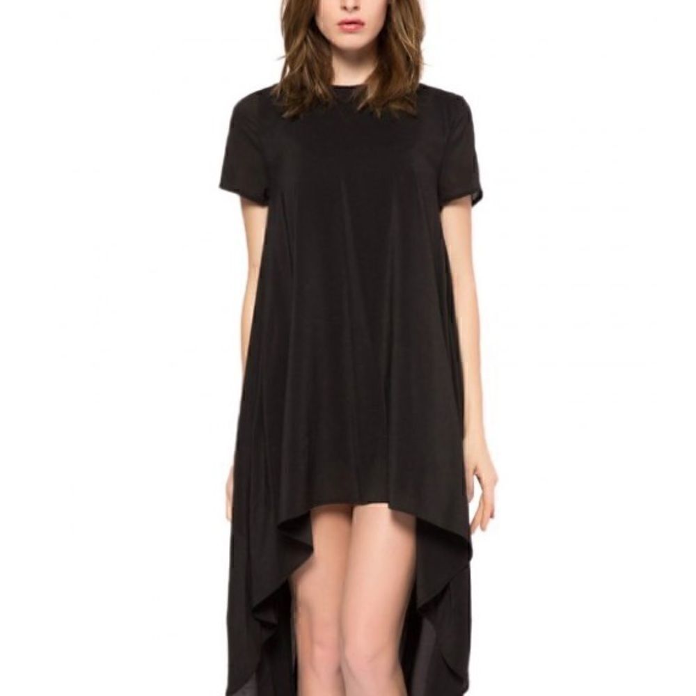 Small Black Short Sleeve High - Low Dress